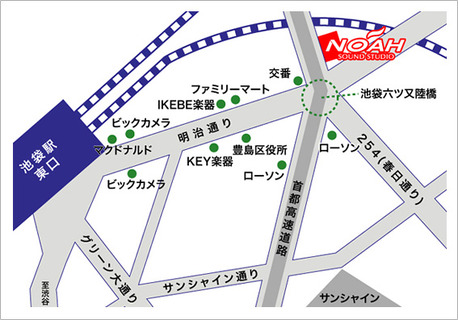 サウンドスタジオノア池袋店の地図