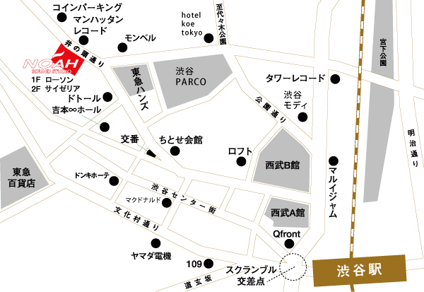 店舗地図 駐車場 サウンドスタジオノア渋谷2号